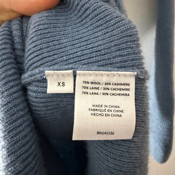 NAADAM Wool Cashmere Blend Off the Shoulder Midi Dress in Slate Blue Size XS - Picture 6 of 16